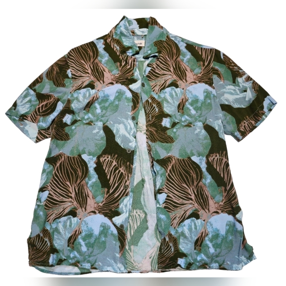 Open Edit Men’s Tropical Button-Up Shirt – Size M